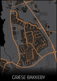 Græse Bakkeby sort orange kortplakat til din boligindretning