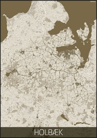 Holbæk kommune mokka hvid kortplakat til din boligindretning