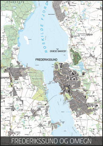 Frederikssund og omegn topografisk kortplakat til din boligindretning
