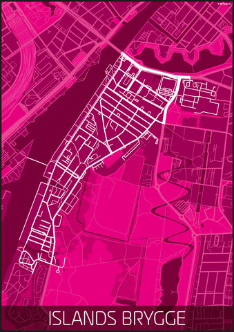Islands Brygge pink hvid kortplakat til din boligindretning