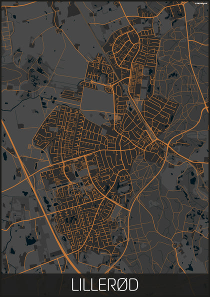 Lillerød sort orange kortplakat til din boligindretning