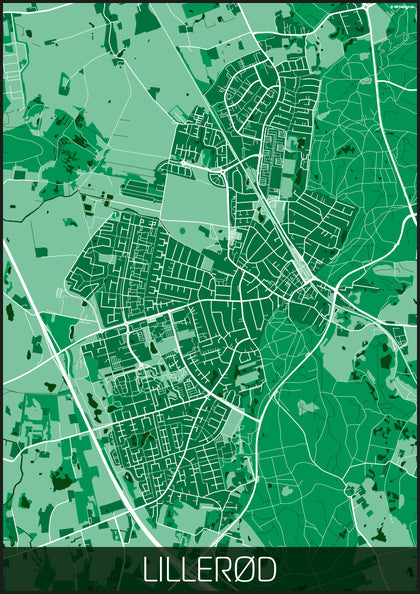 Lillerød grøn hvid kortplakat til din boligindretning