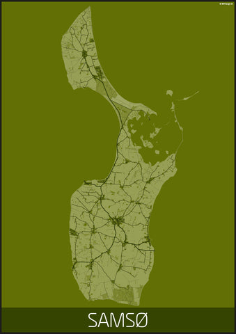 Samsø grøn sort kortplakat til din boligindretning