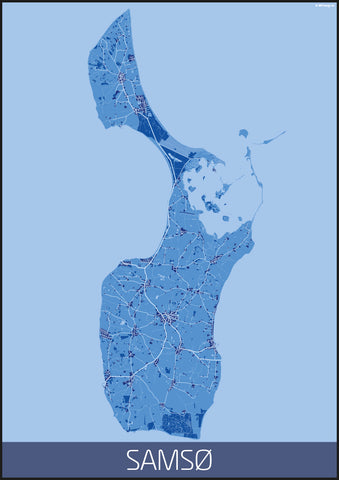 Samsø lyseblå hvid kortplakat til din boligindretning