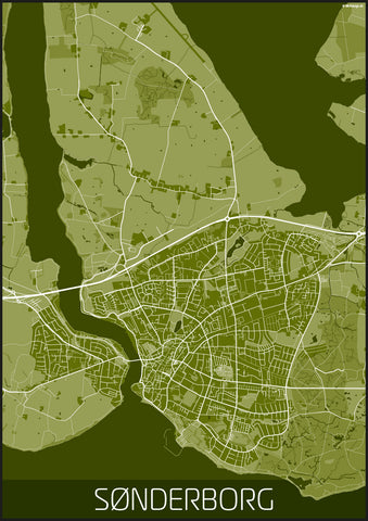 Sønderborg grøn hvid kortplakat til din boligindretning